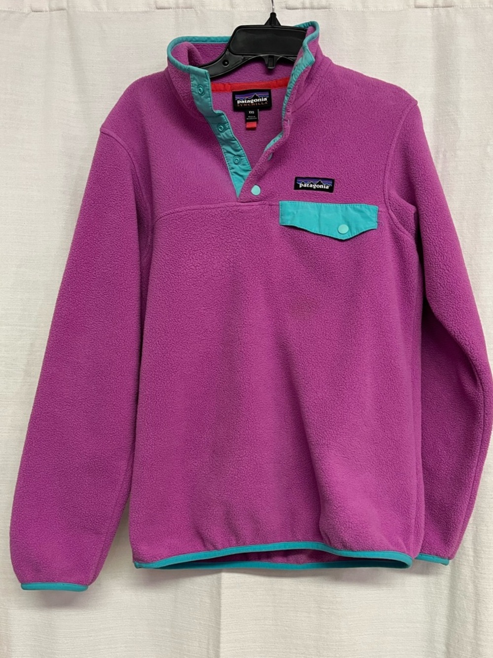 Patagonia Purple Fleece Pullover with Teal Accents XXS